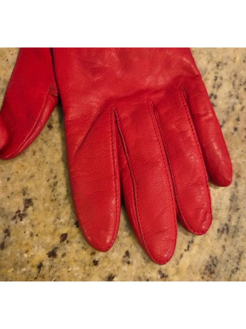 Vintage Womens Size M 7.5 Red Leather Gloves Lined Fownes